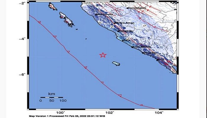 Gempa Magnitudo 5,1 Guncang Bengkulu, tak Berpotensi Tsunami