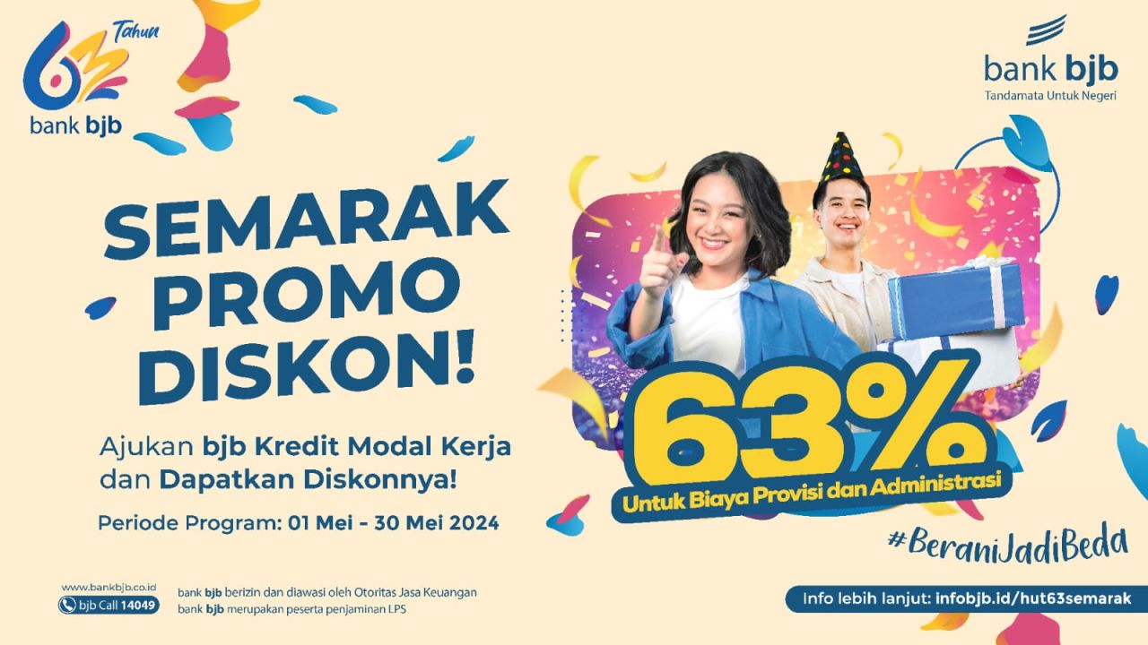 Sambut HUT ke 63, bank bjb Hadirkan Program Semarak Promo Diskon 63 Persen