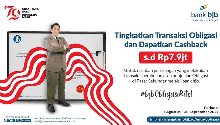 Sambut HUT RI, Transaksi Obligasi di bank bjb Dapat Cashback Jutaan Rupiah