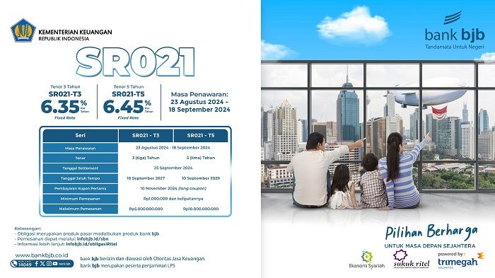 bank bjb Tawarkan SBN Ritel Seri SR021 Dengan Kupon Investasi Hingga 6,45%.