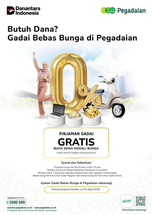 Pegadaian Hadirkan Program Gadai Bebas Bunga, Solusi Cepat untuk Kebutuhan Dana Masyarakat
