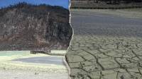 Air Kawah Putih Ciwidey Menyusut Drastis, Dasar Danau di Tepi Terlihat Mengering